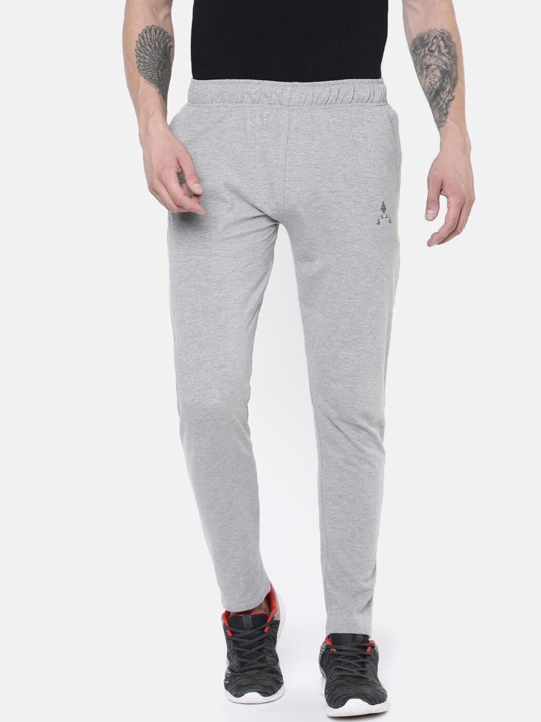 

ACTIMAXX Men Grey Melange Solid Cotton Track Pants