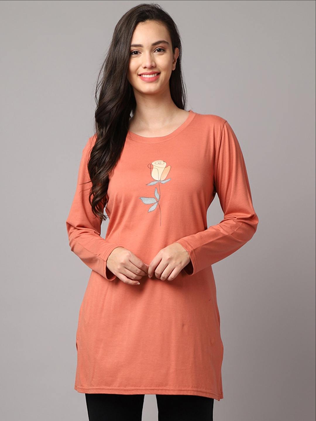 

Kanvin Women Orange Printed Lounge T-shirt