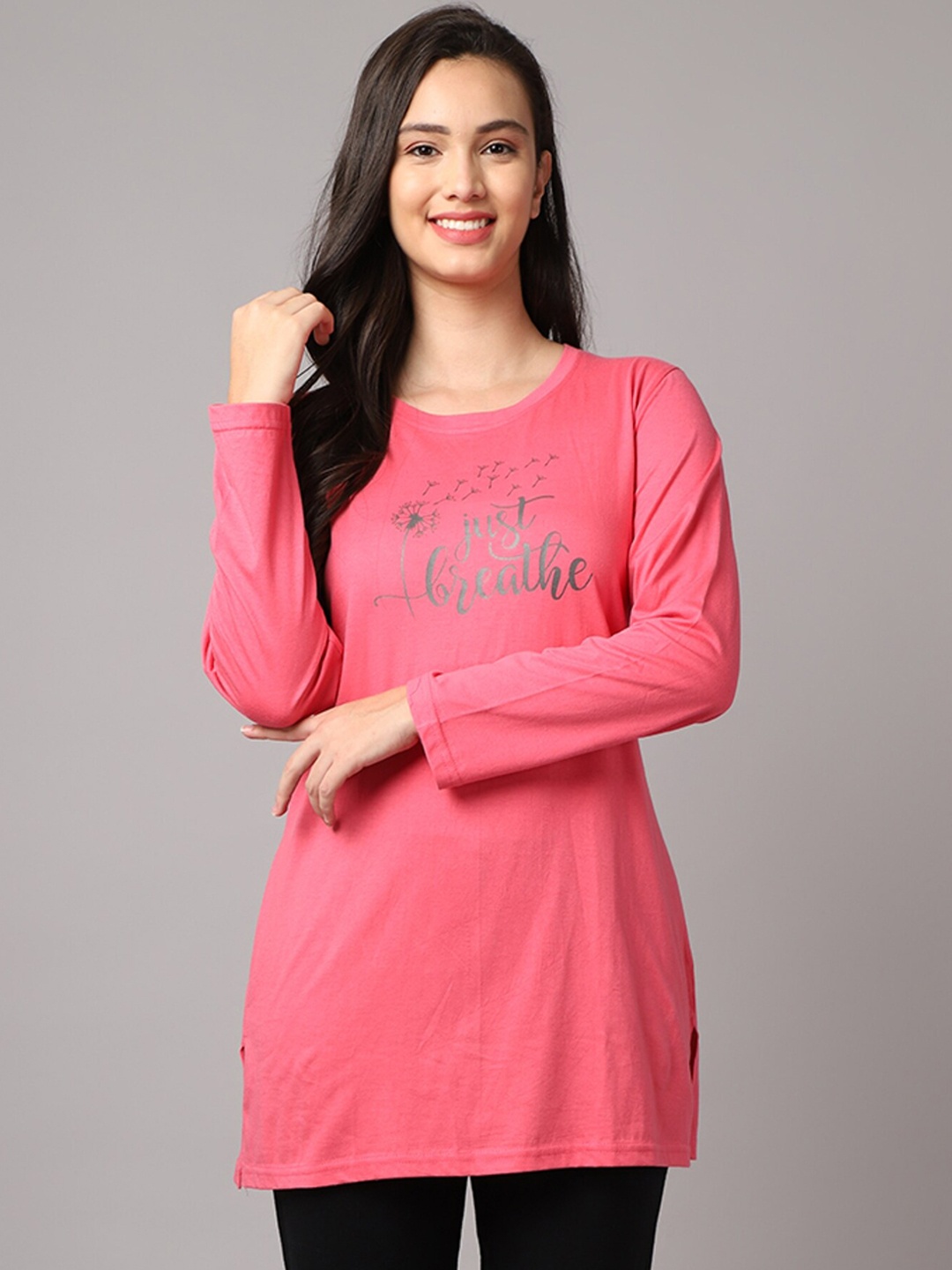

Kanvin Women Pink Solid Lounge Tshirts
