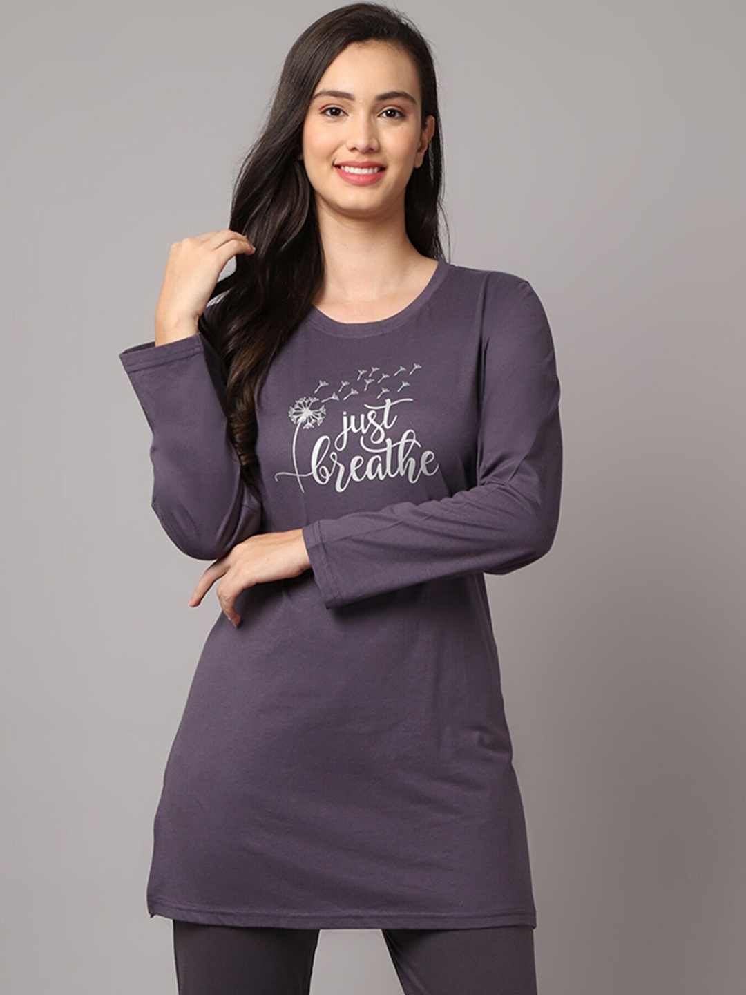 

Kanvin Women Purple Printed Lounge T-shirts MJKAW322F