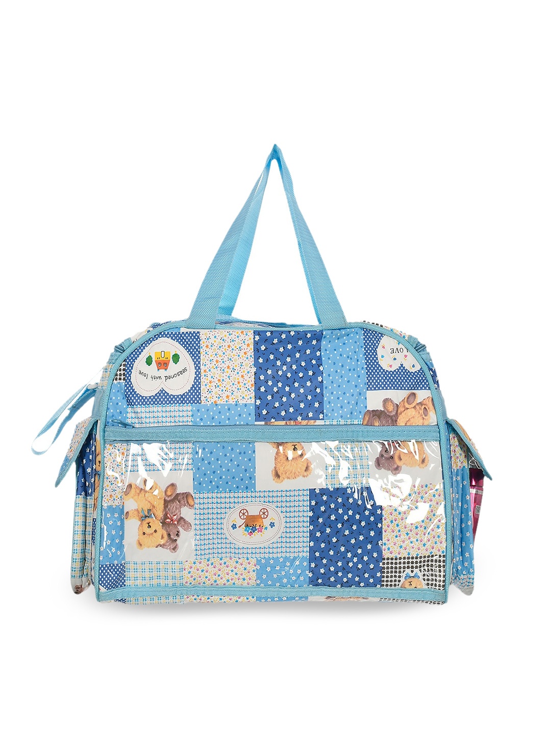 

Kuber Industries Blue Geometric Oversized Structured Handheld Bag