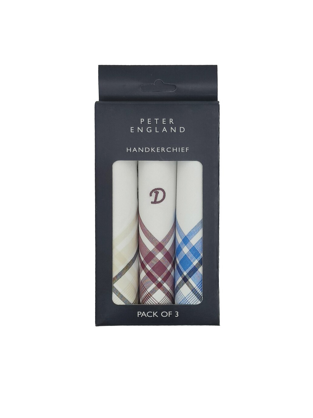

Peter England Men Pack Of 3 Striped Cotton Handkerchief, White