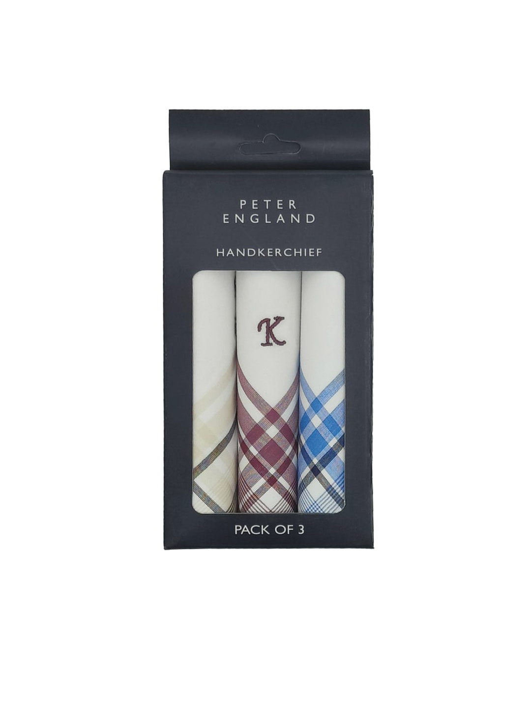 

Peter England Men Pack Of 3 Checked Cotton Handkerchiefs, White
