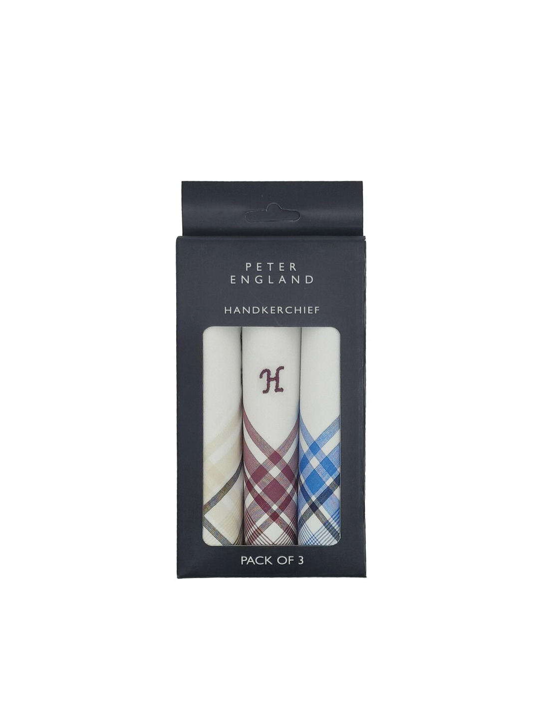 

Peter England Men Pack of 3 White Striped Cotton Handkerchief