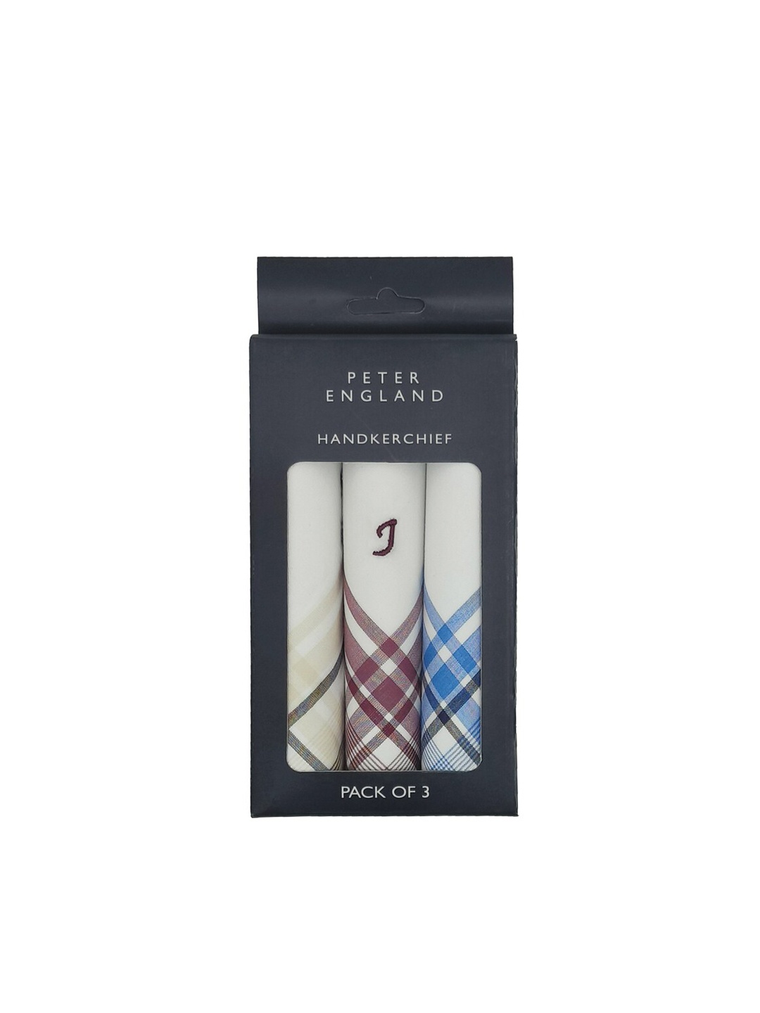 

Peter England Men Pack of 3 White Striped Cotton Handkerchief