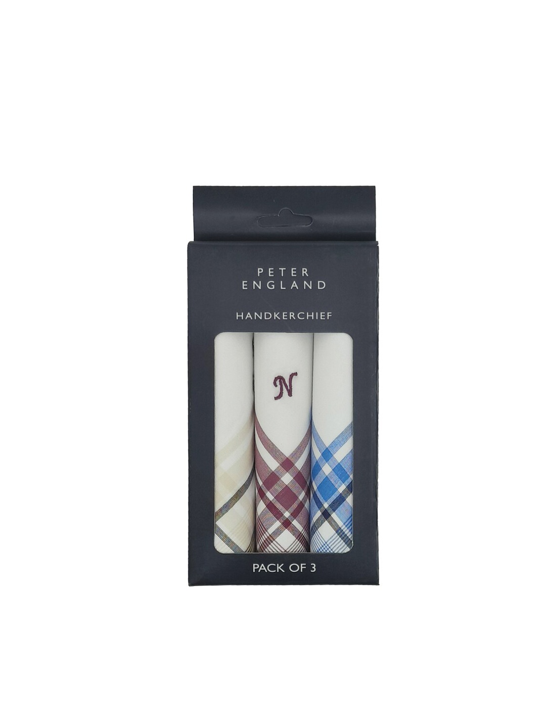 

Peter England Men Pack of 3 White & Blue Striped Cotton Handkerchief