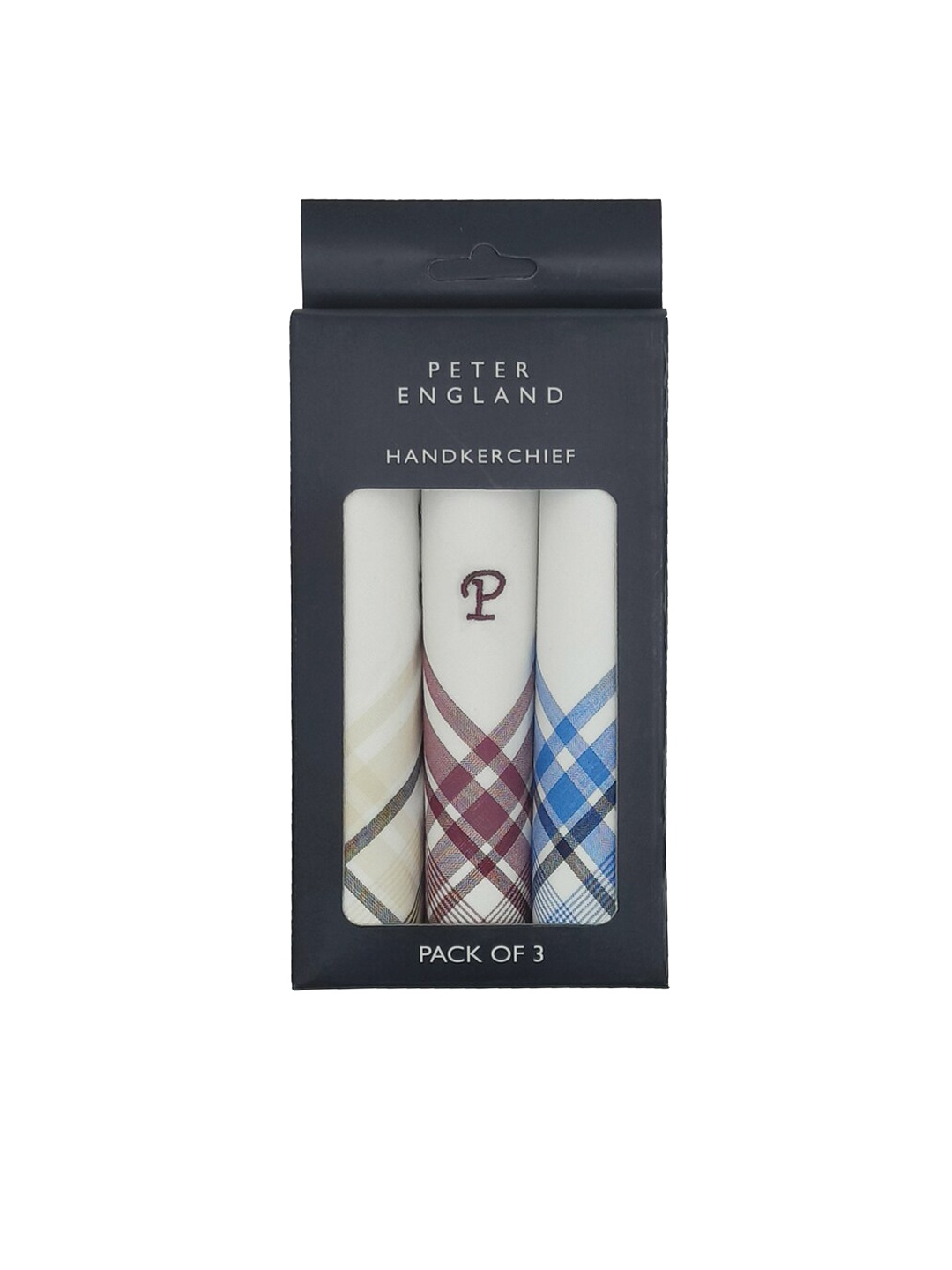 

Peter England Men Pack Of 3 Striped Cotton Handkerchief, White