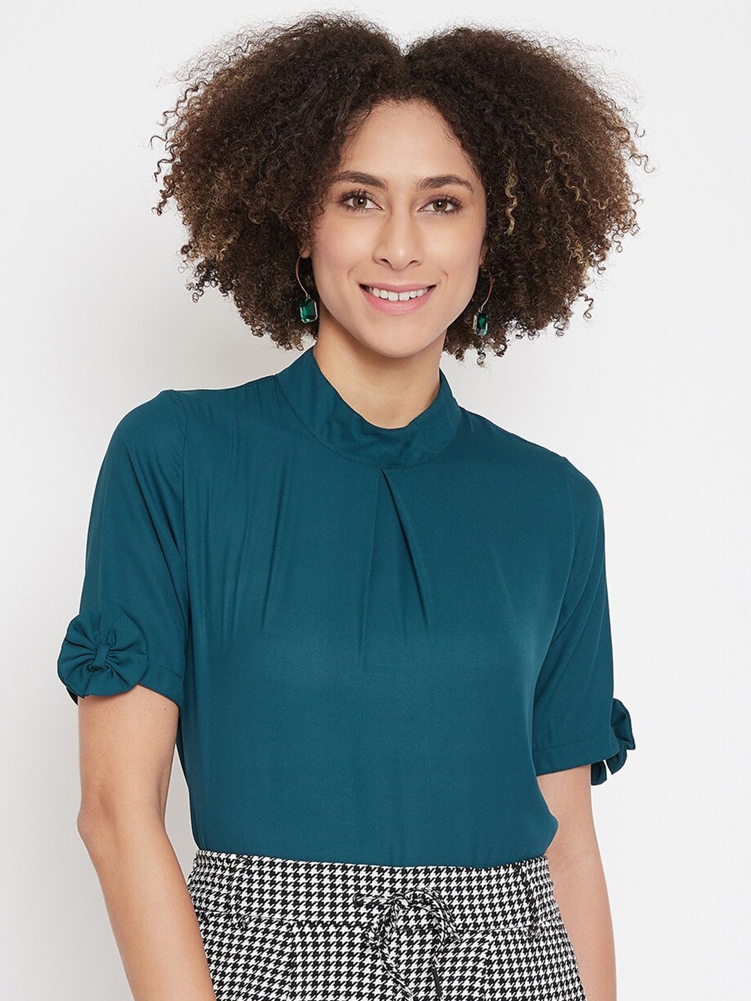 

La Zoire Turquoise Blue Solid Georgette Top