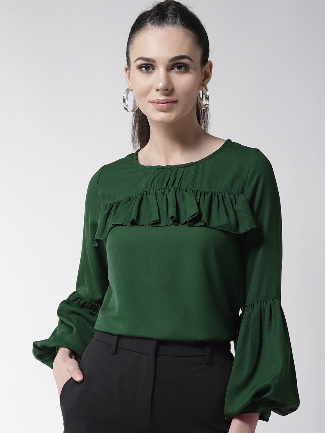 

La Zoire Green Georgette Top