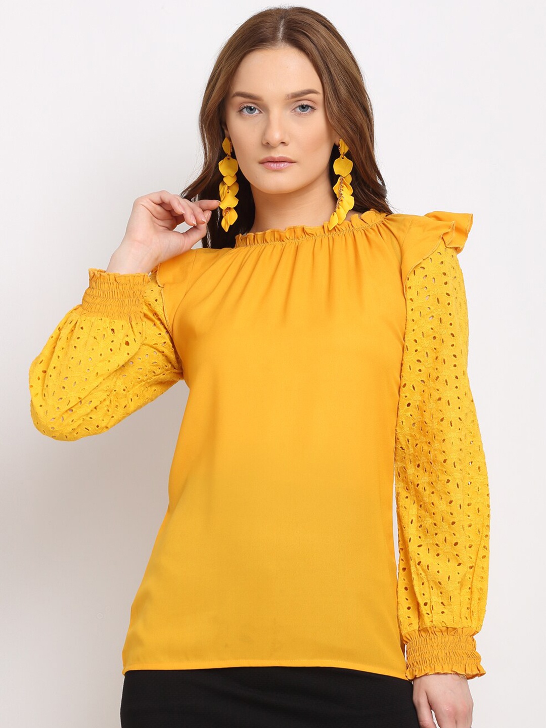 

La Zoire Mustard Yellow Georgette Top
