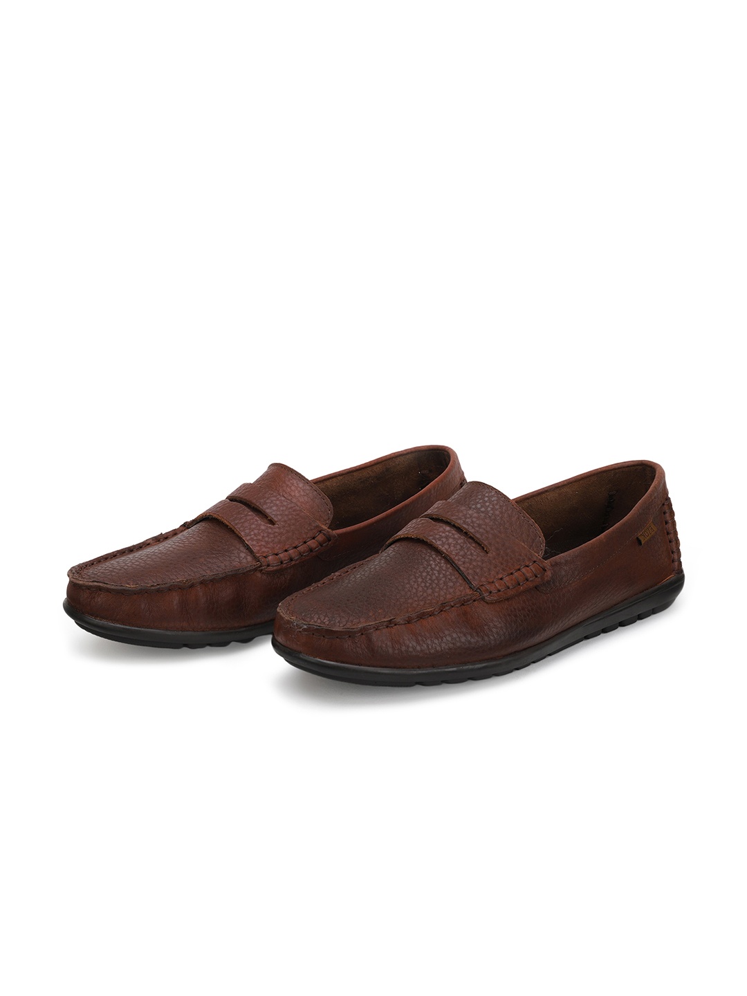 

EZOK Men Textured Leather Slip-On Loafers, Tan