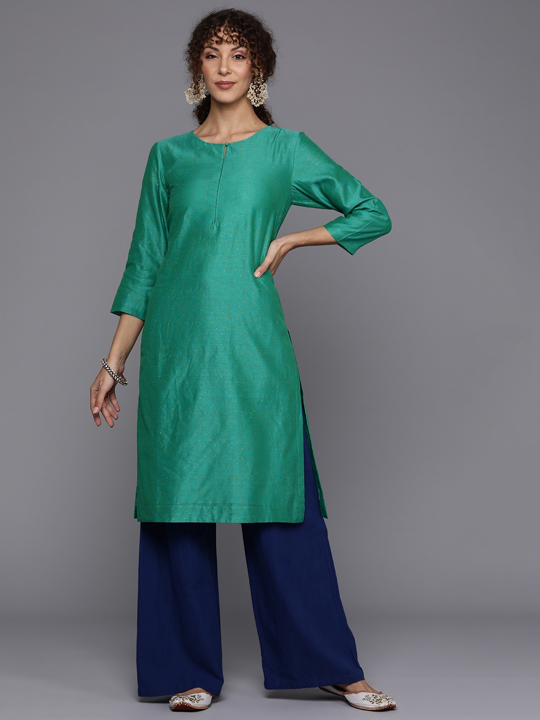 

Fabindia Women Ethnic Motifs Printed Kurta, Green