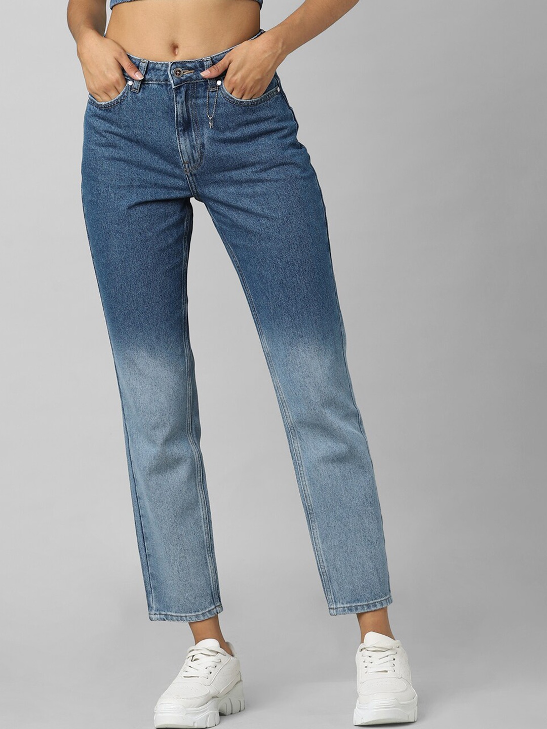 

ONLY Women Blue Clean Look Heavy Fade Cropped Jeans