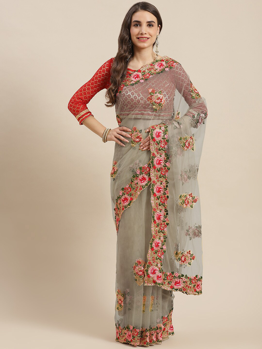 

Chhabra 555 Women Olive Sarees