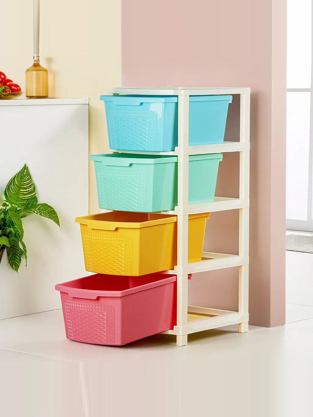 

Kuber Industries Multicolour Plastic Storage Kitchen Rack 4 Drawers, Multi
