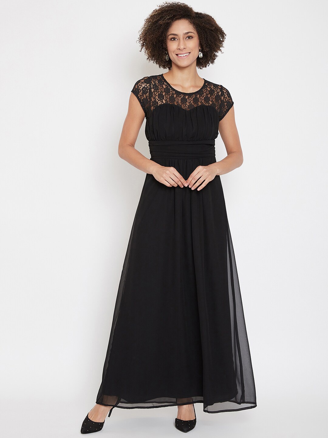 

La Zoire Black Georgette Maxi Dress