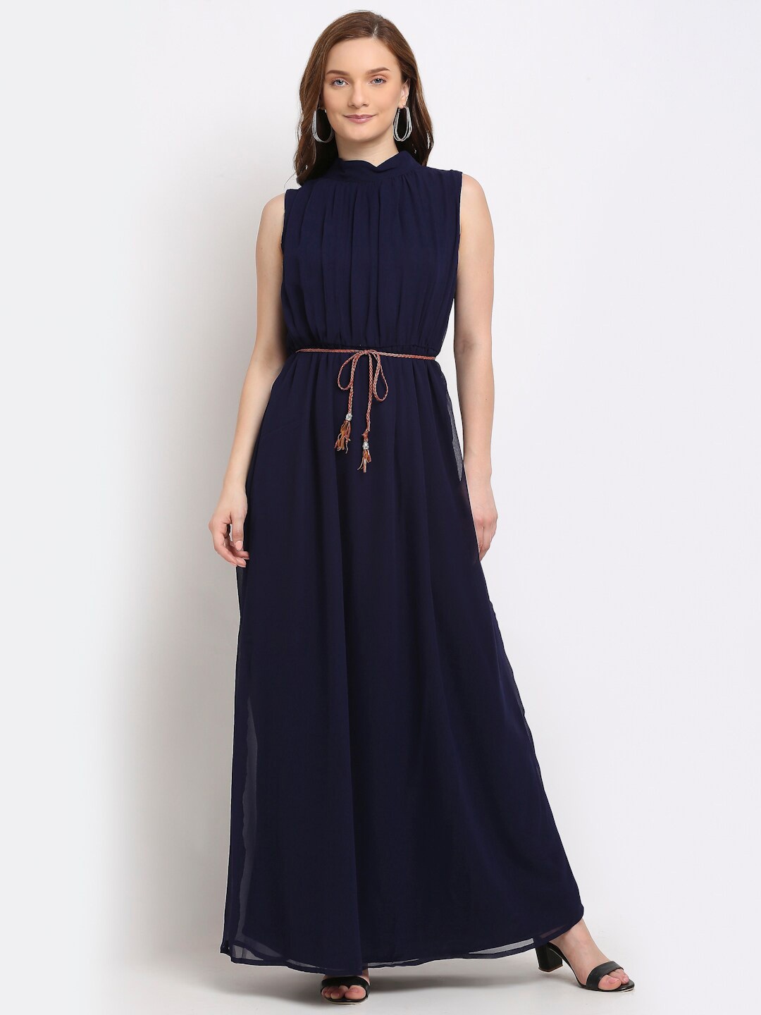 

La Zoire Women Navy Blue Georgette Maxi Dress