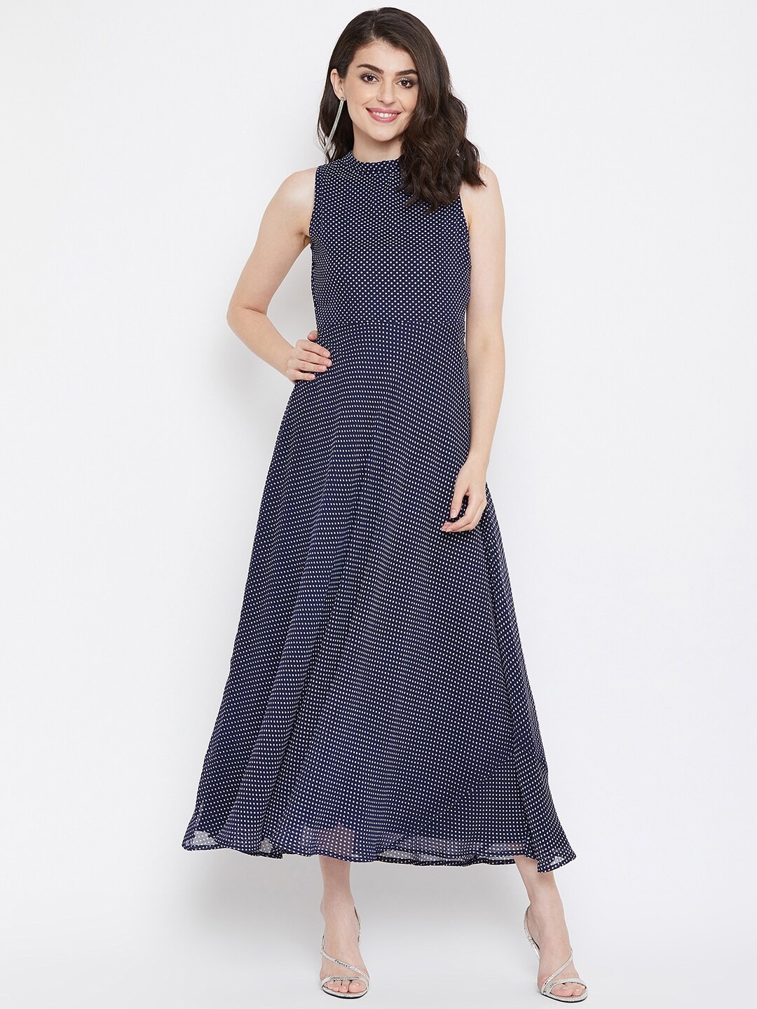 

La Zoire Navy Blue Georgette Maxi Dress