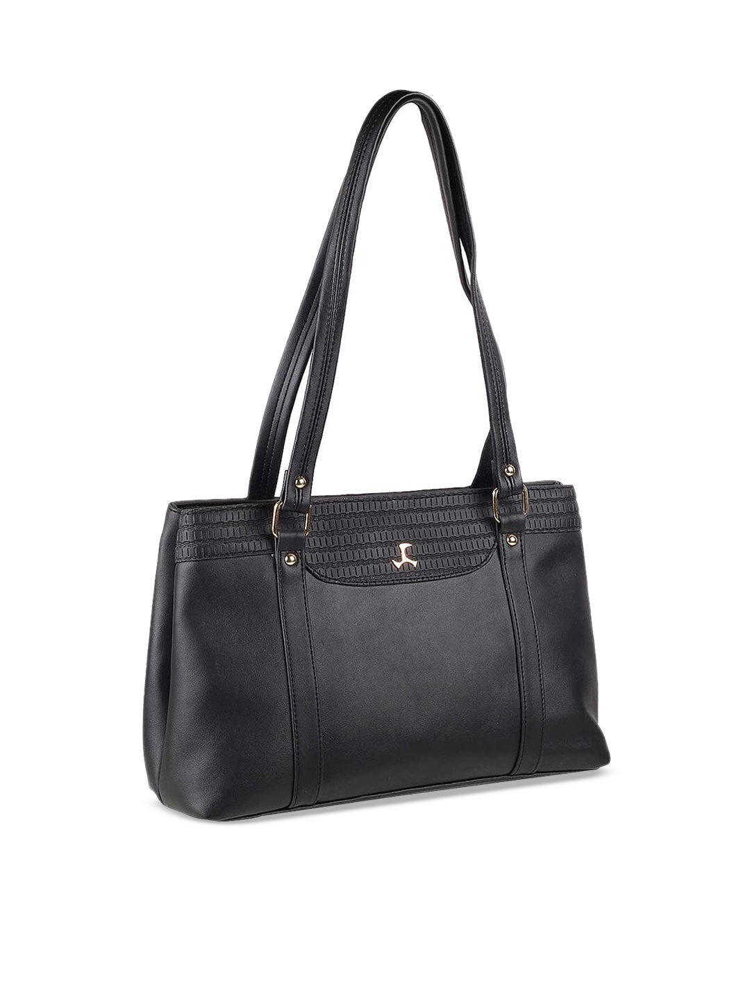 

Mochi Black Textured Structured Shoulder Bag
