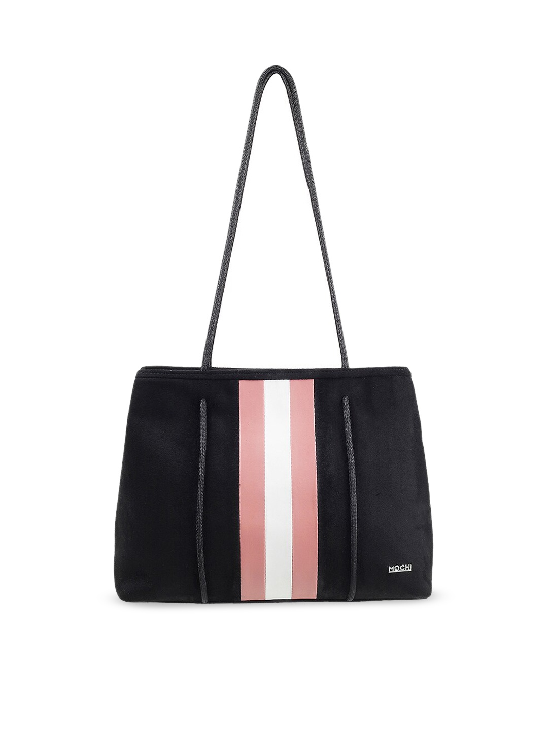 

Mochi Black Striped Structured Shoulder Bag