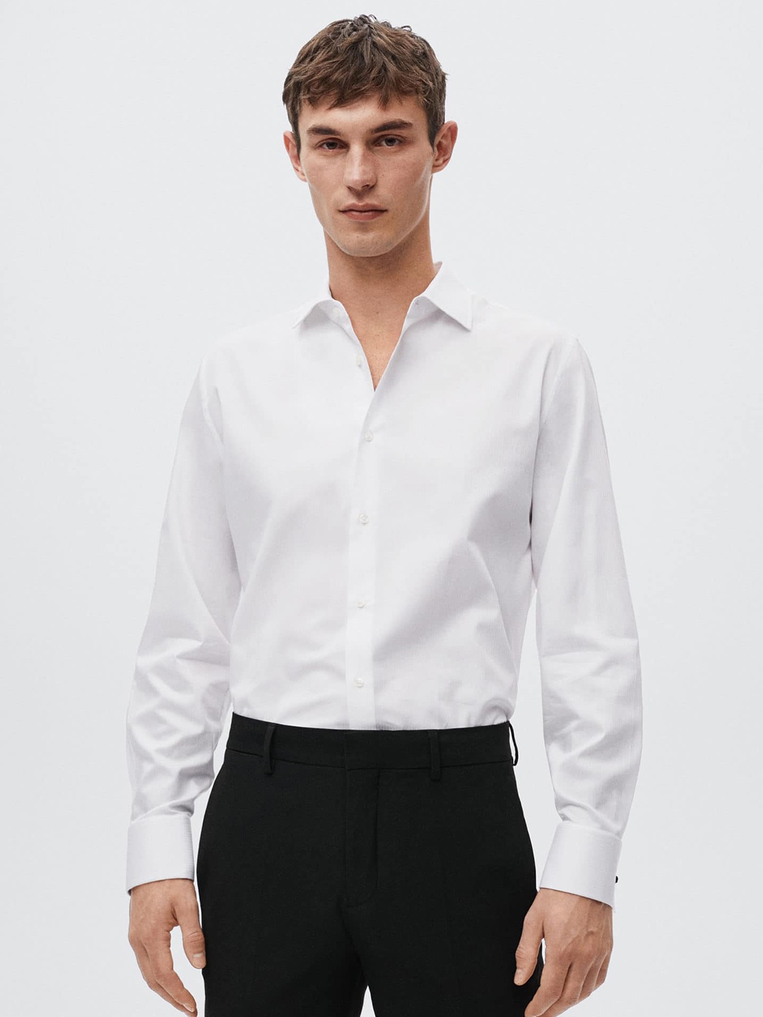 

MANGO MAN White Pure Cotton Slim Fit Formal Shirt