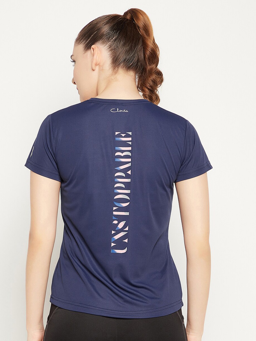 

Clovia Women Blue V-Neck Slim Fit T-shirt
