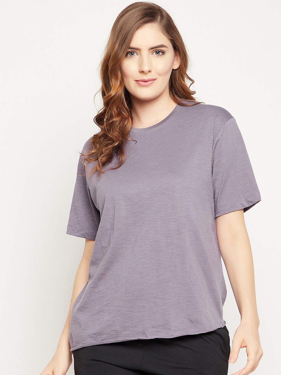 

Clovia Chic Basic T-shirt, Purple