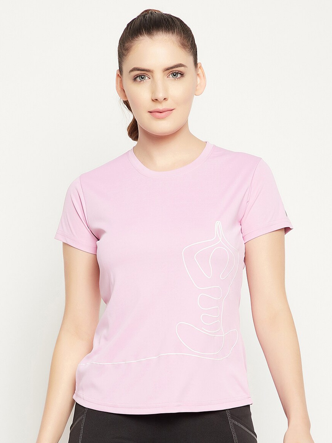 

Clovia Women Purple Printed Sports Slim Fit T-shirt