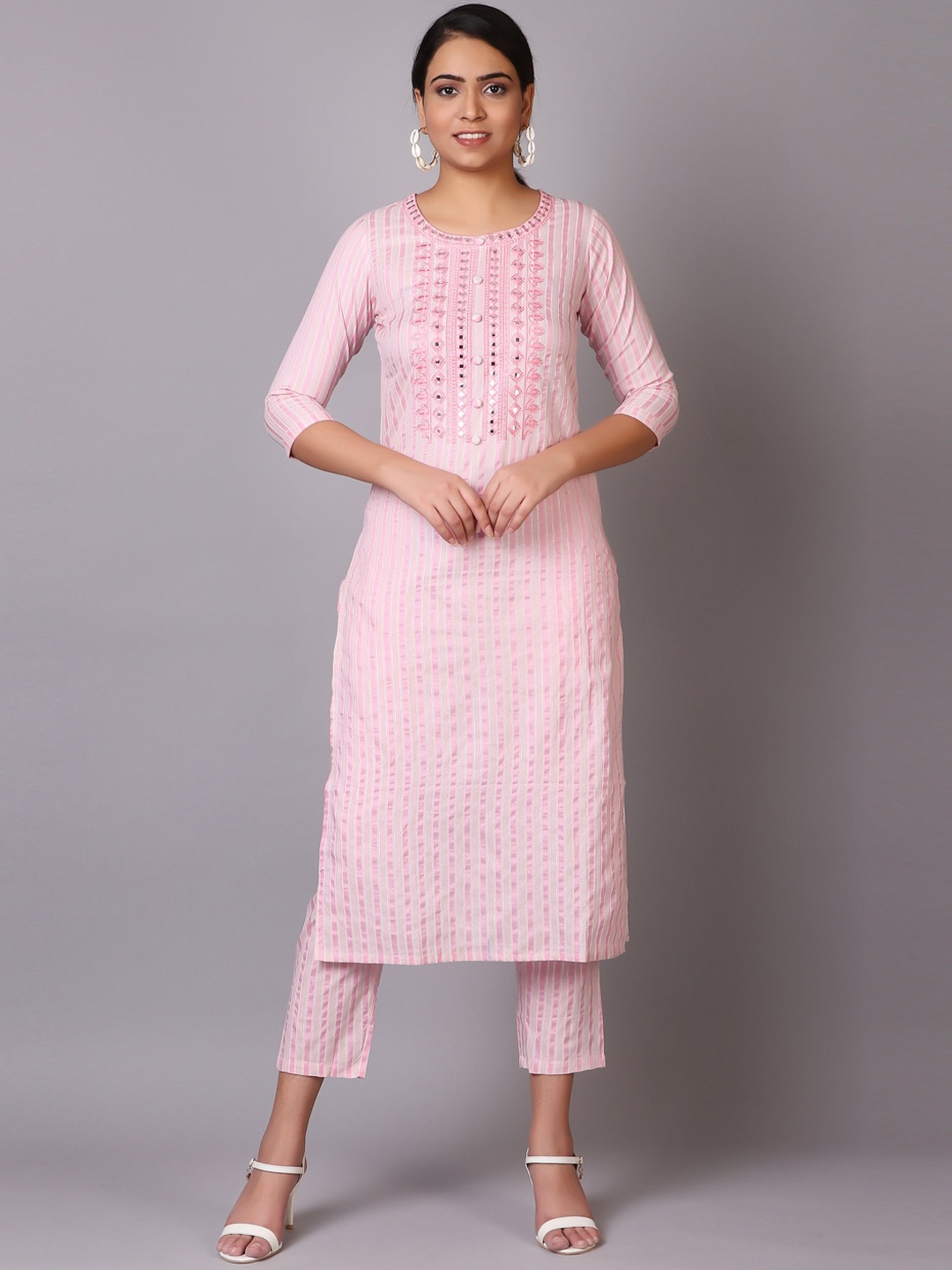 

V TRADITION Women Pink Kurta with Trousers