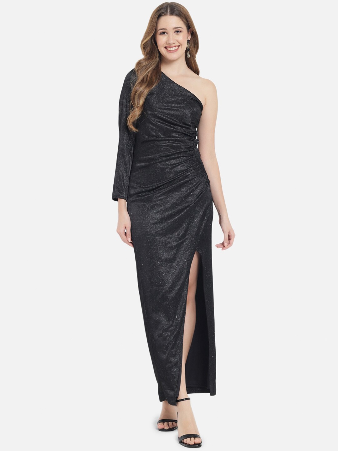 

Just Wow Women Black One Shoulder Bodycon Maxi Dress