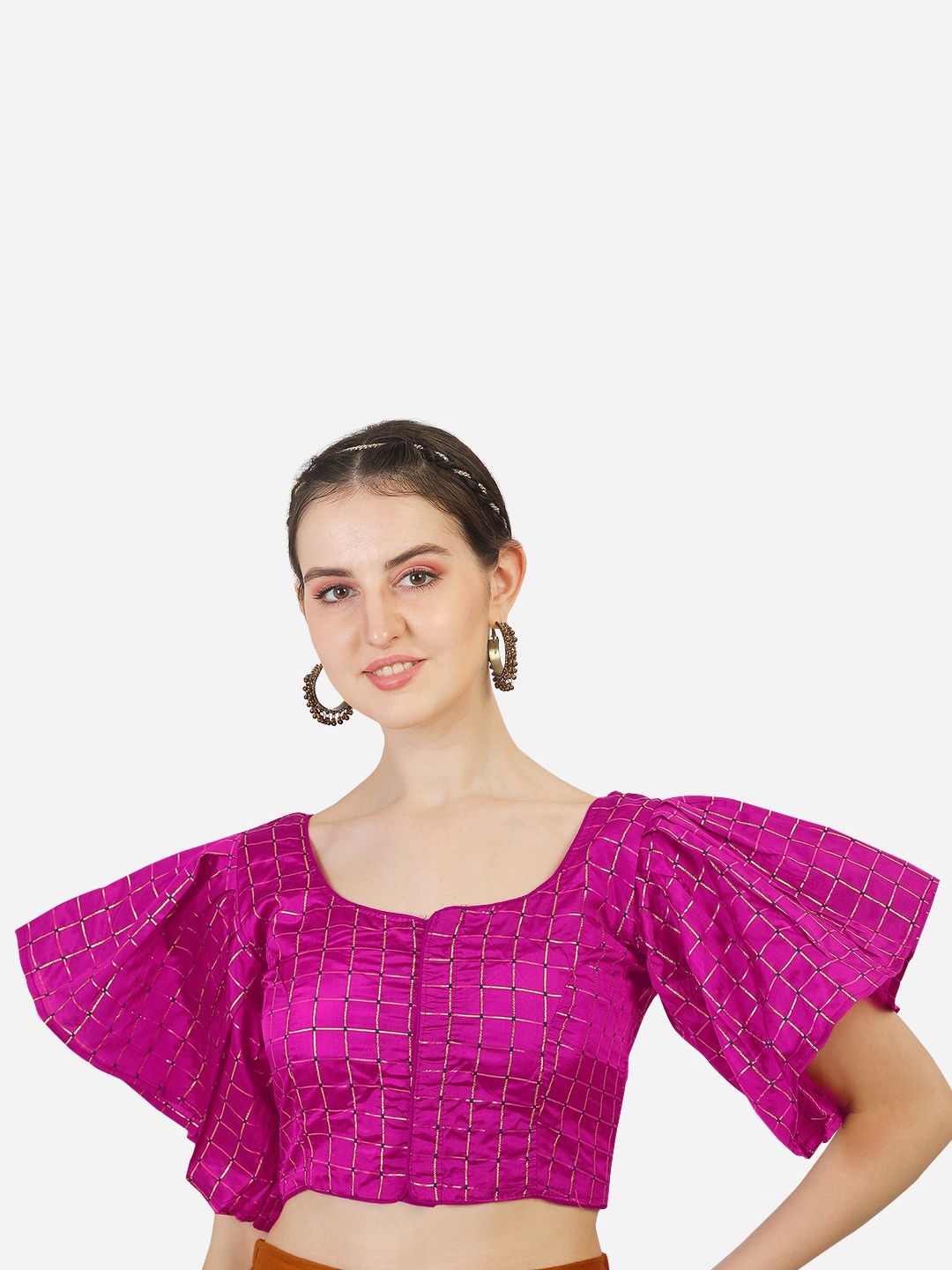 

PUJIA MILLS Pink Woven-Design Saree Blouse