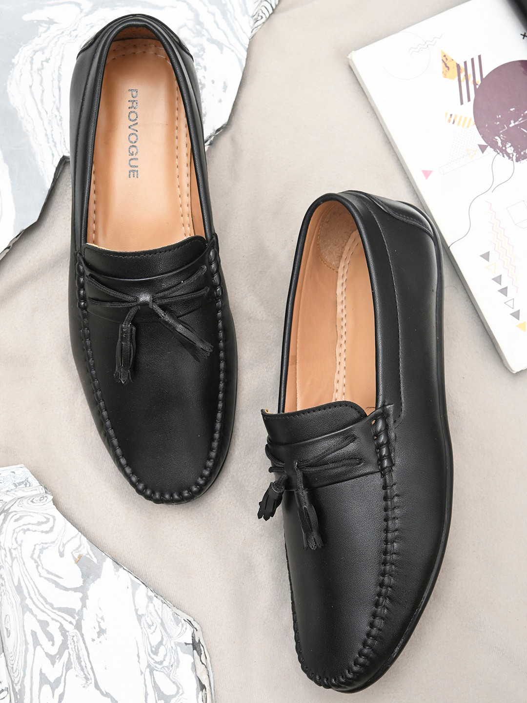 

Provogue Men's Black Faux Leather Formal Slip On Loafers