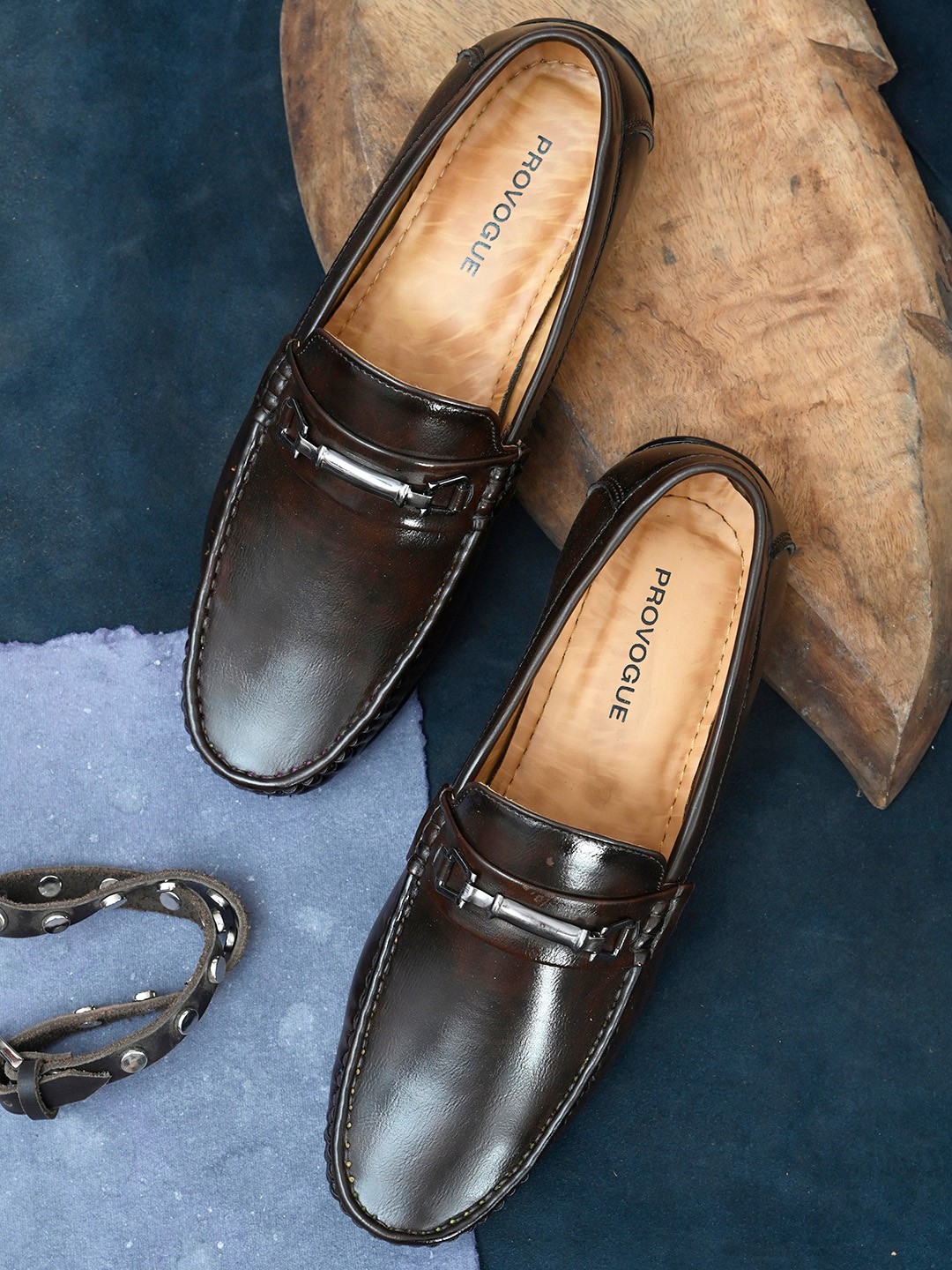 

Provogue Men Brown Solid Faux Leather Formal Slip On Loafers