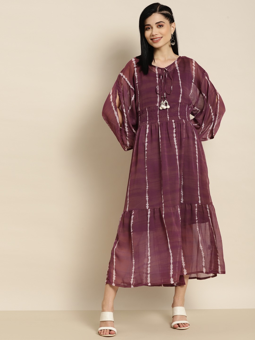 

Juniper Purple Printed Tiered Smocked Ethnic Dress