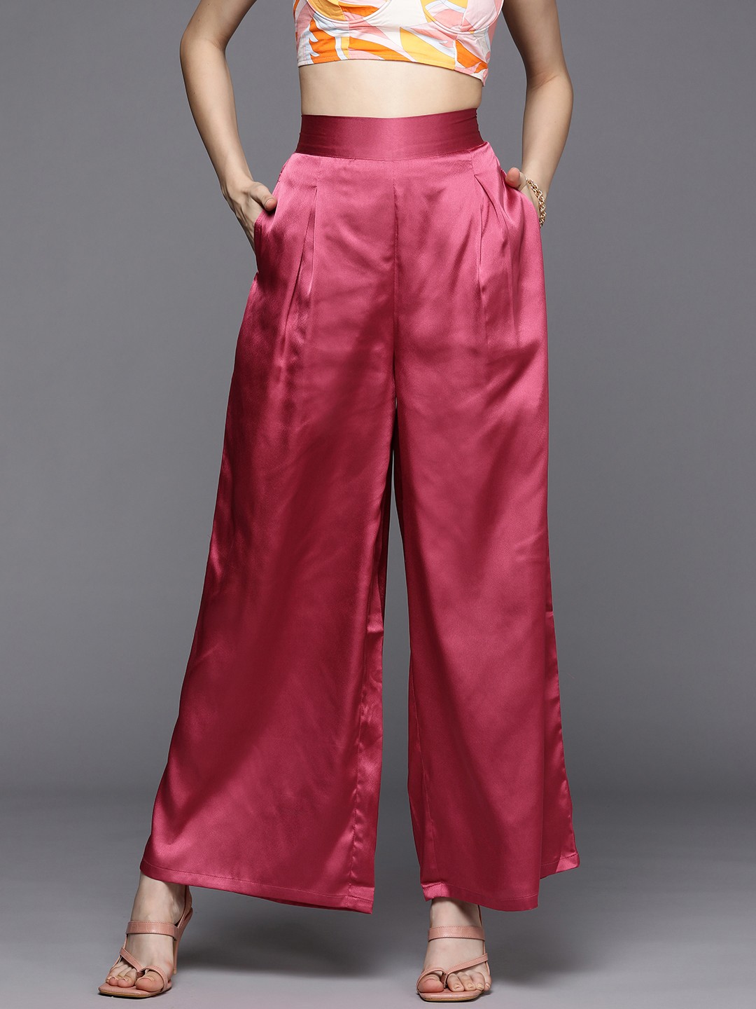 

SASSAFRAS Women Pink Comfort Pleated Trousers