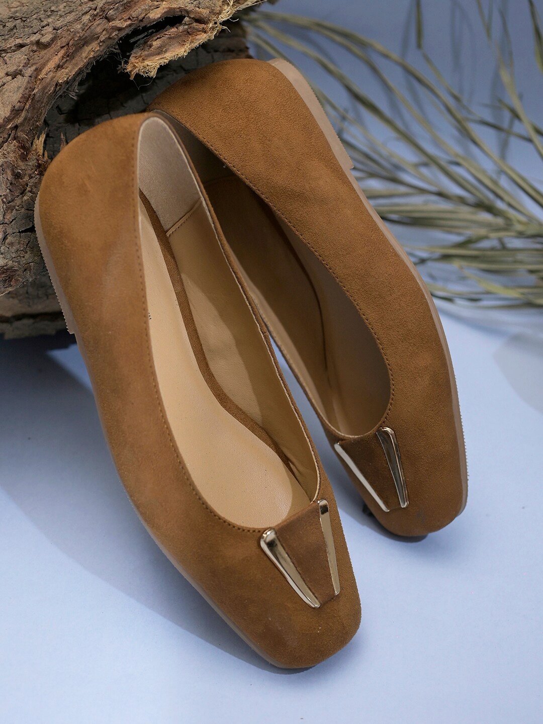 

DressBerry Women Tan Brown Slip On Ballerinas Flats