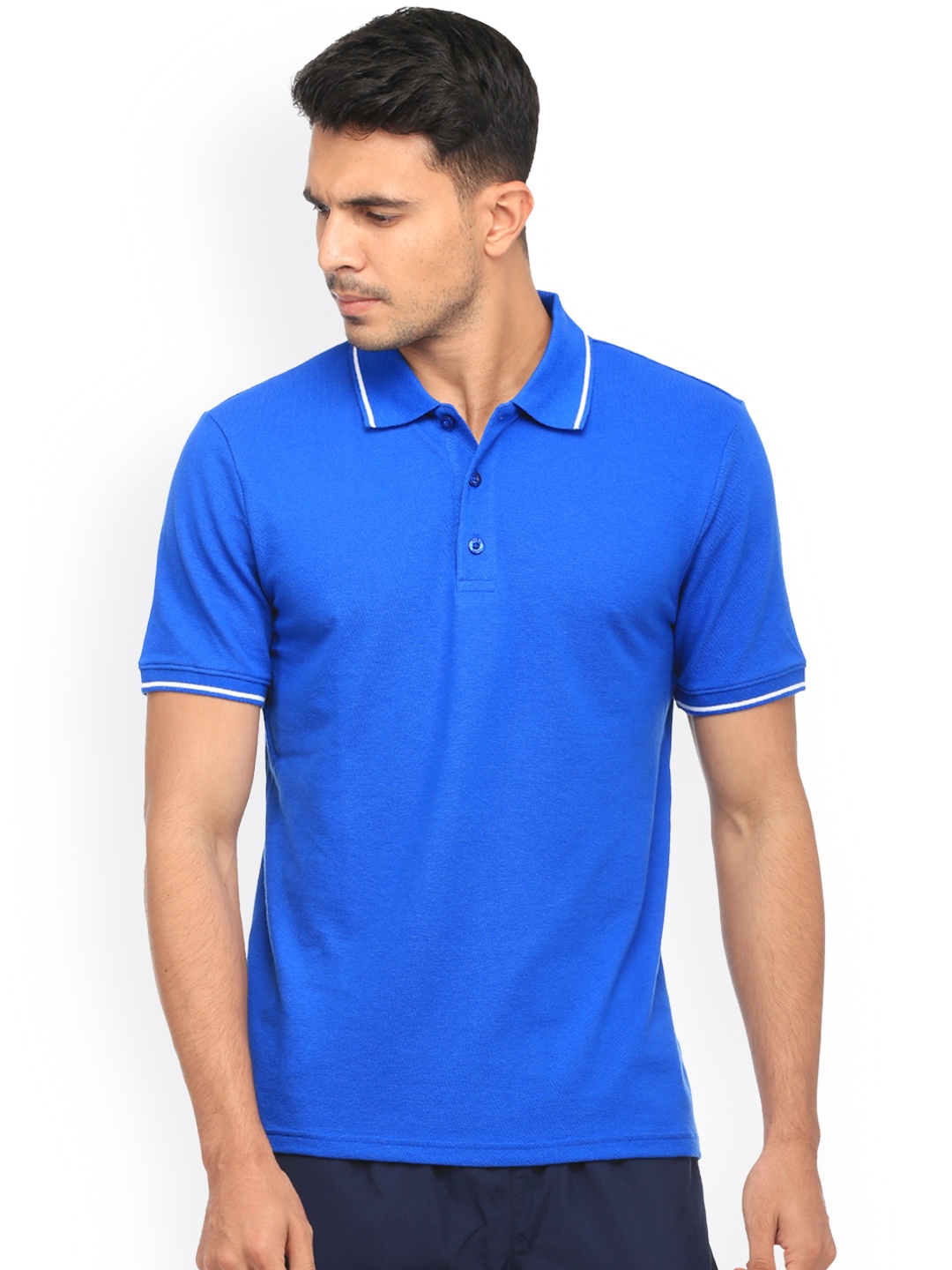 

Puma Men Blue Solid Polo Collar T-shirt
