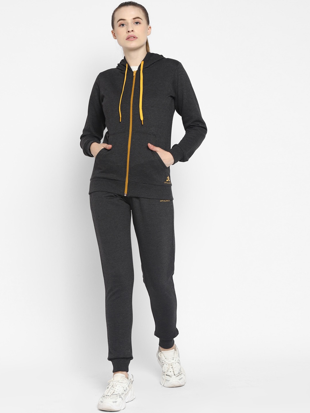 

OFF LIMITS Women Grey Melange Solid Cotton Tracksuits