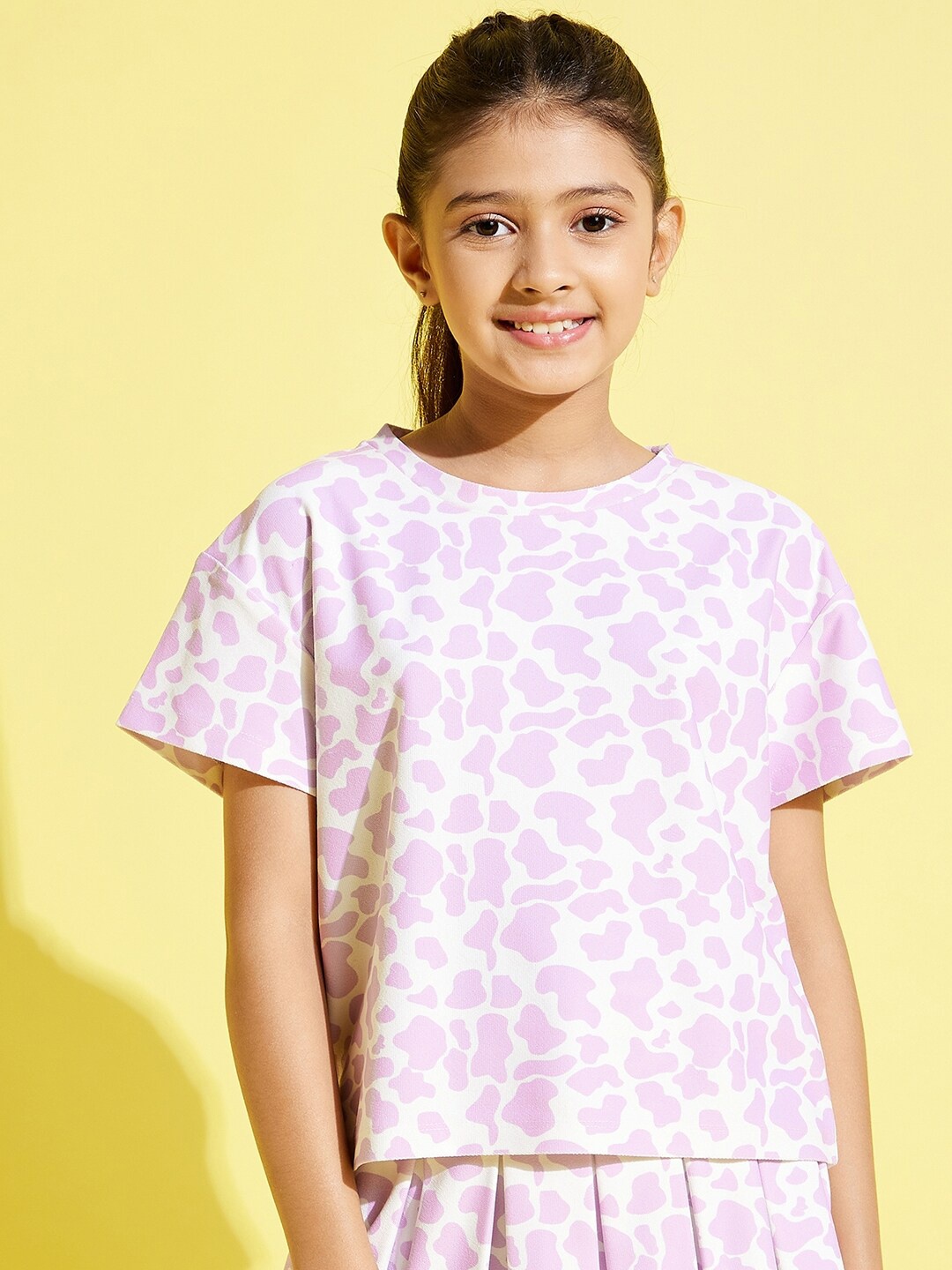 

Noh.Voh - SASSAFRAS Kids Girls Lavender & White Animal Print Top