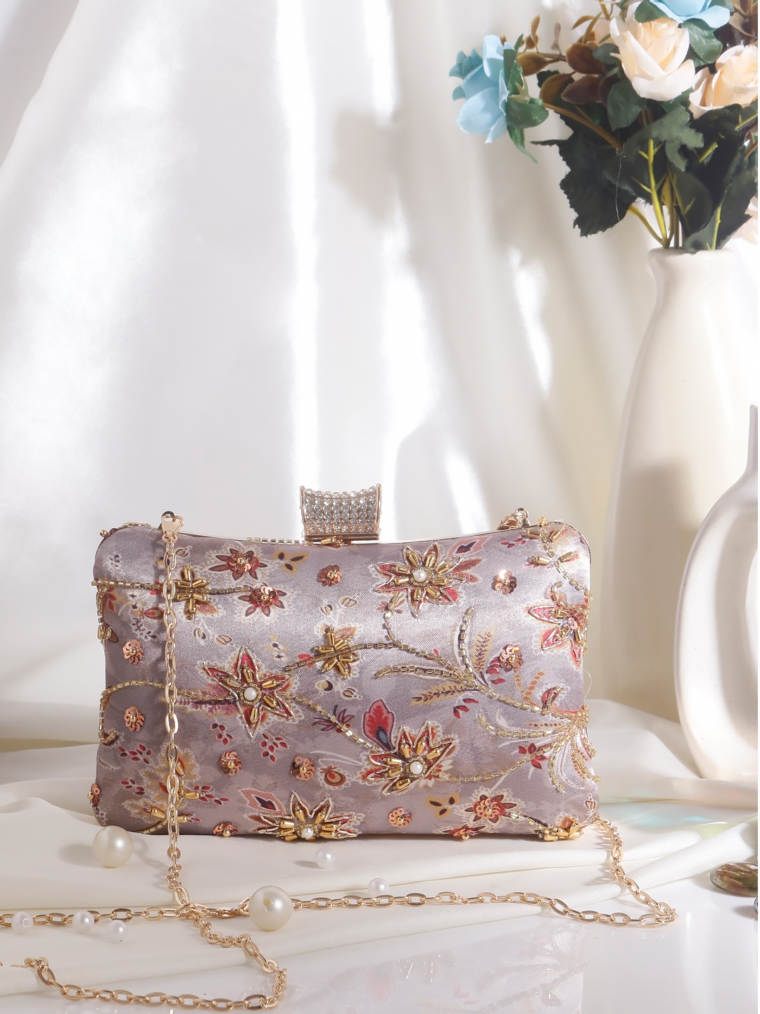 

Swisni Women Cream Clutches