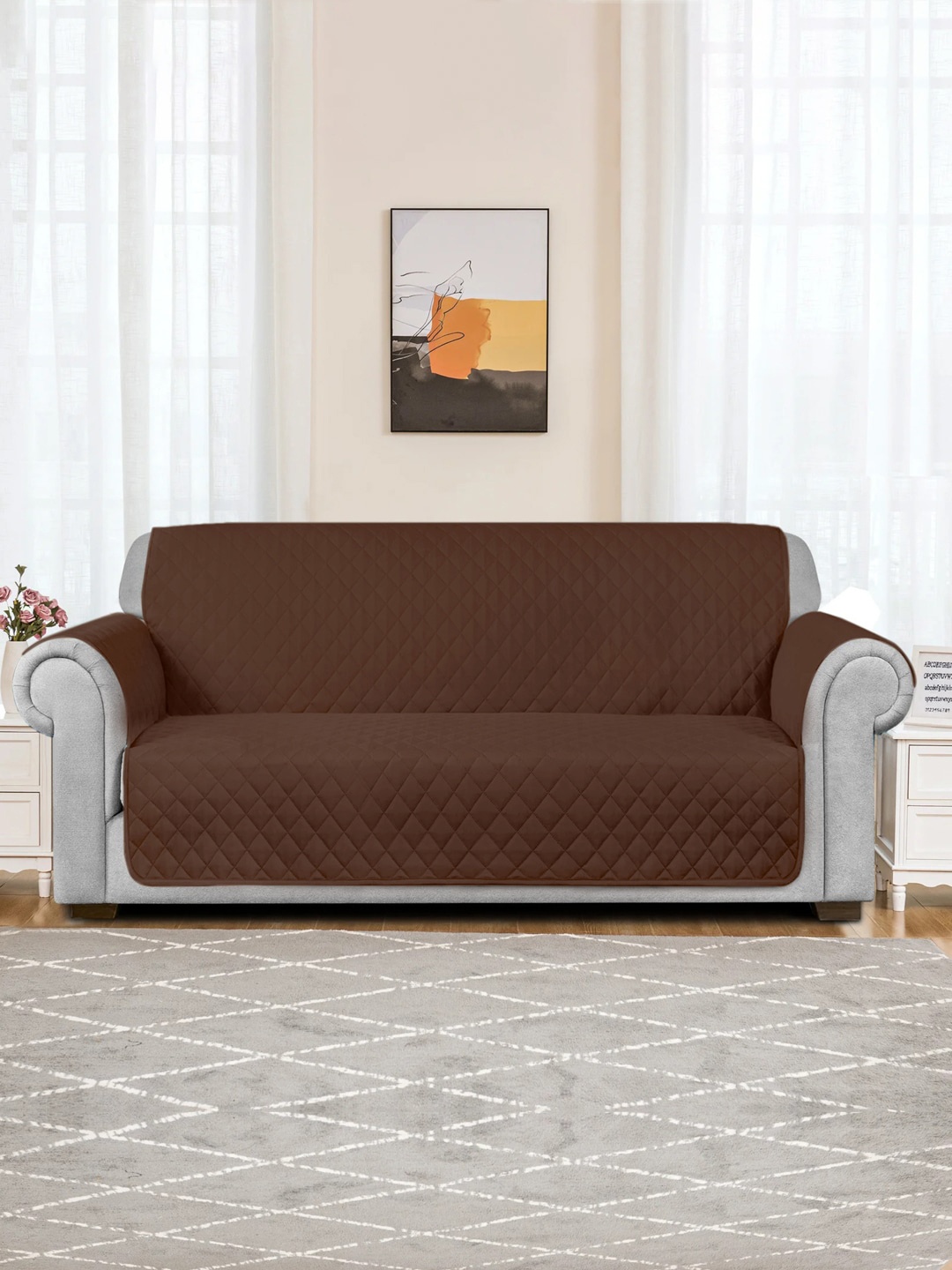 

Rajasthan Decor Brown Solid Cotton 3 Seater Sofa Covers