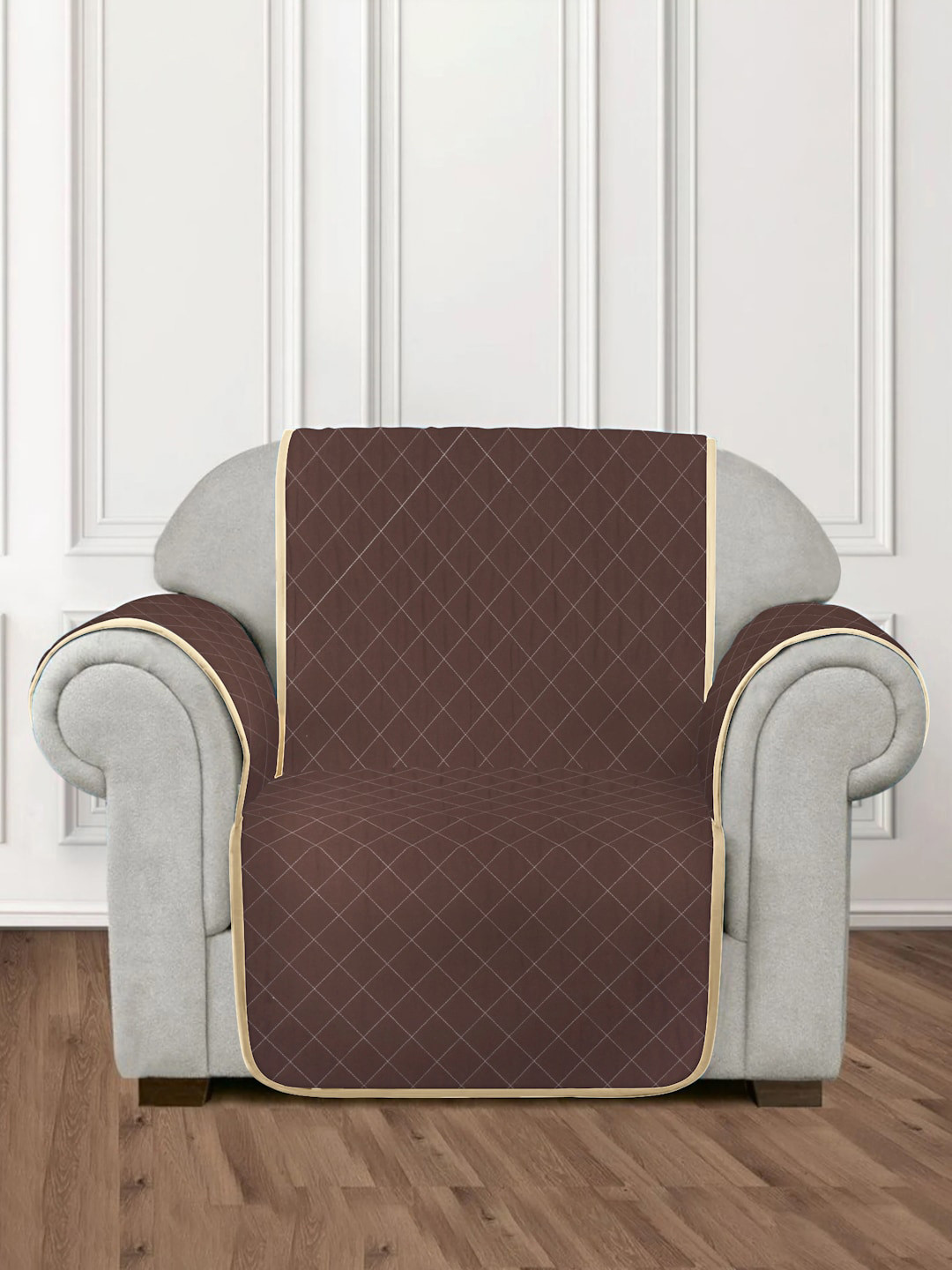 

Rajasthan Decor Brown Solid Cotton 1-Seater Sofa Cover