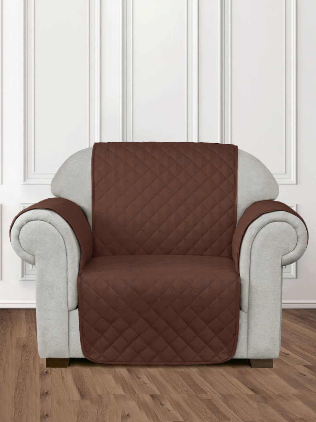 

Rajasthan Decor Brown Solid Cotton 1-Seater Sofa Cover