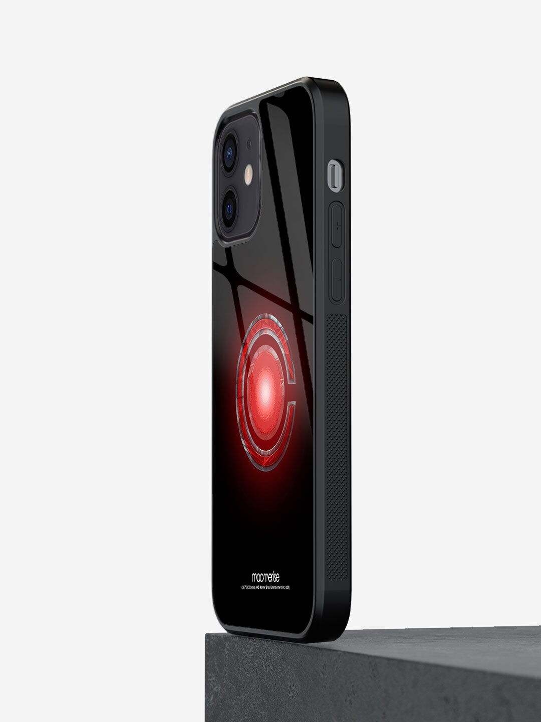 

macmerise Black Cyborg Logo Printed iPhone 12 Glass Back Case