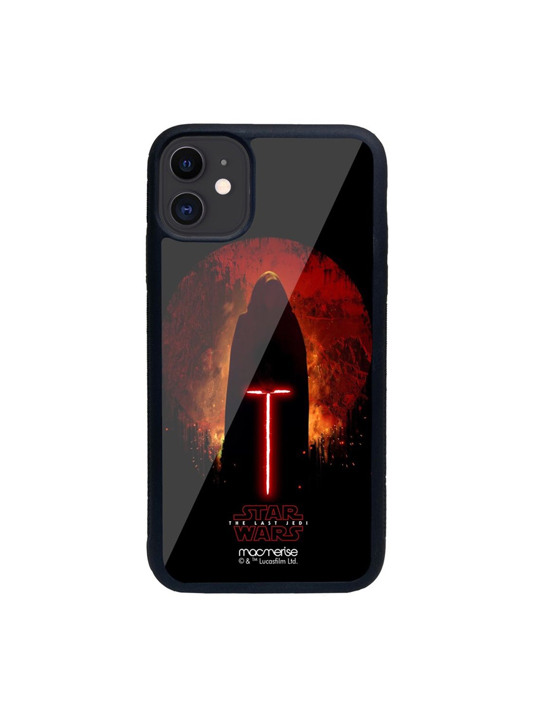 

macmerise Black Printed Glass iPhone 11 Back Case