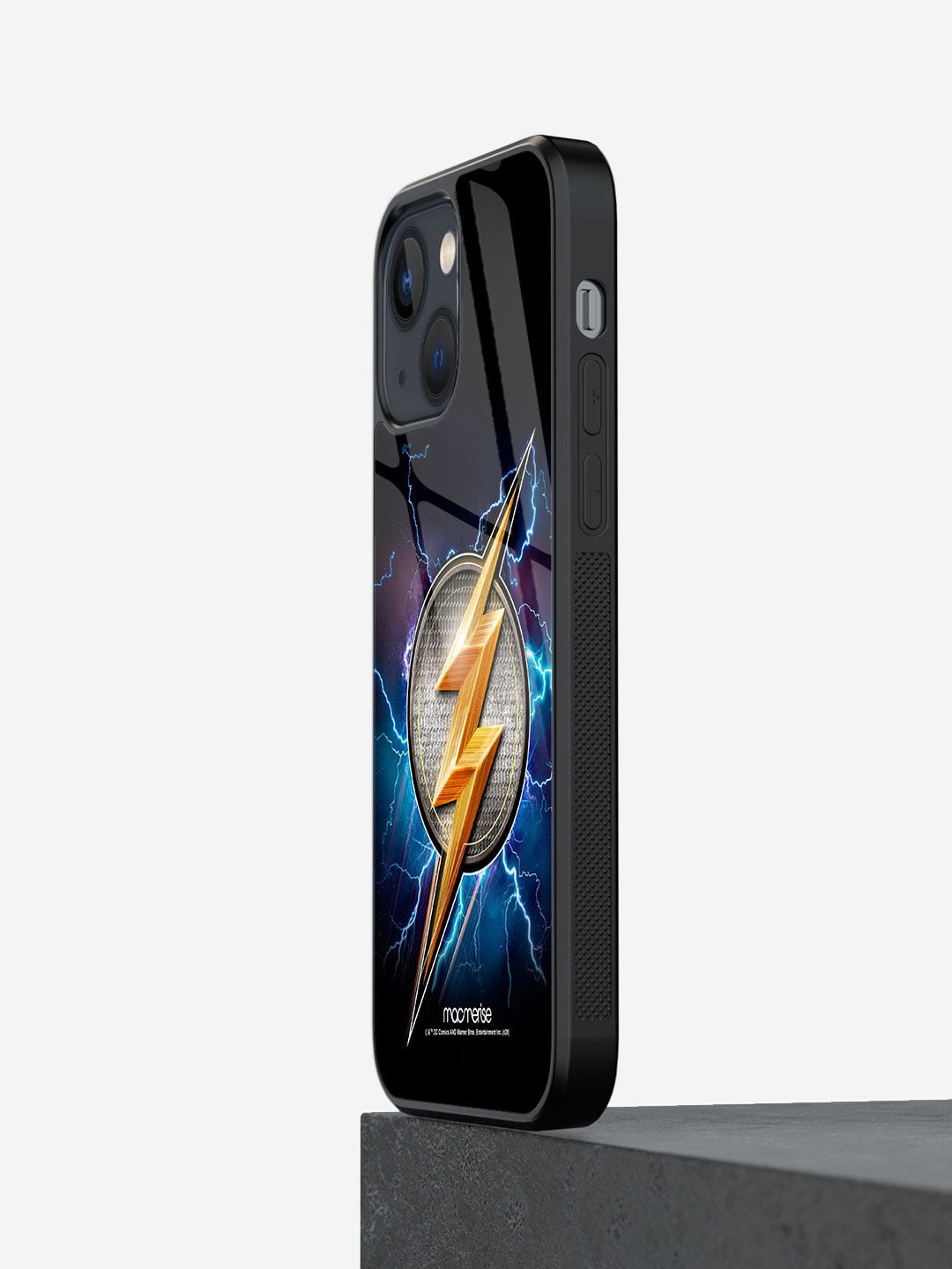 

macmerise Black Flash Storm Printed iPhone 13 Mini Glass Back Case