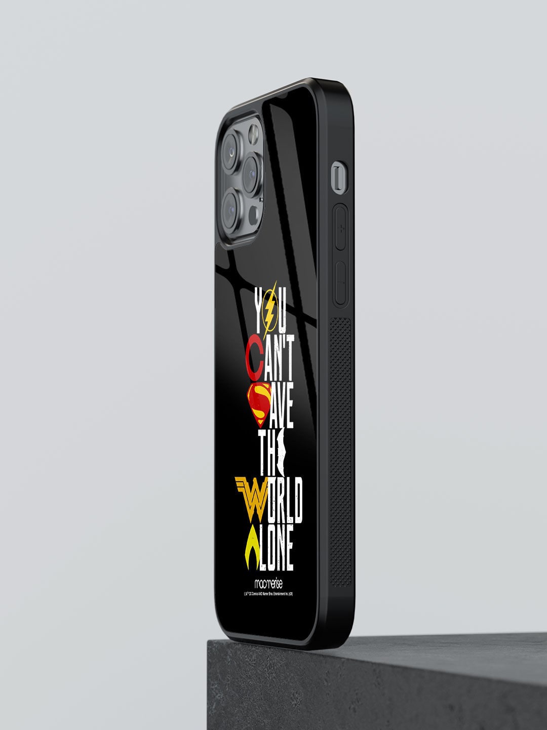 

macmerise Black Printed Glass iPhone 13 Pro Max Back Case