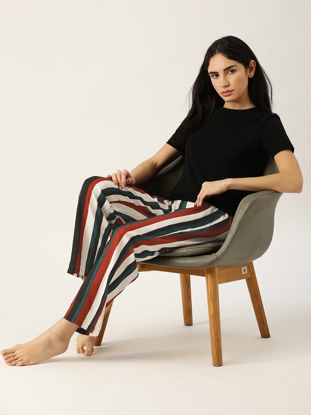 

ETC Women Multicoloured Striped Lounge Pants, Multi