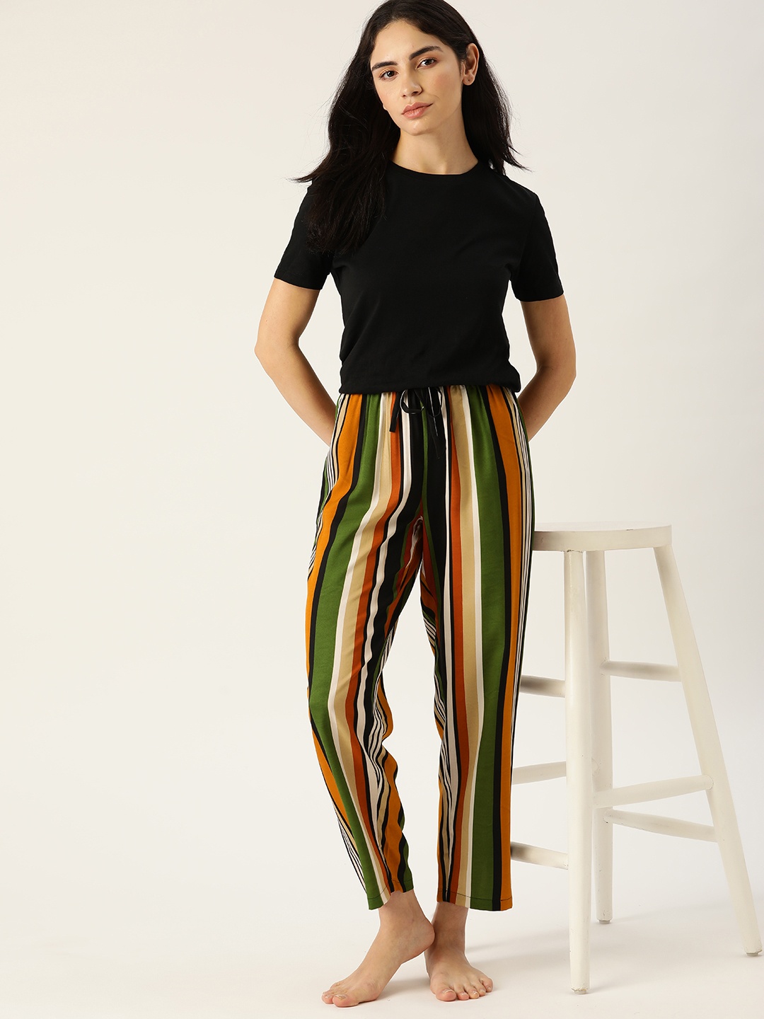 

ETC Women Multicoloured Striped Lounge Pants, Multi