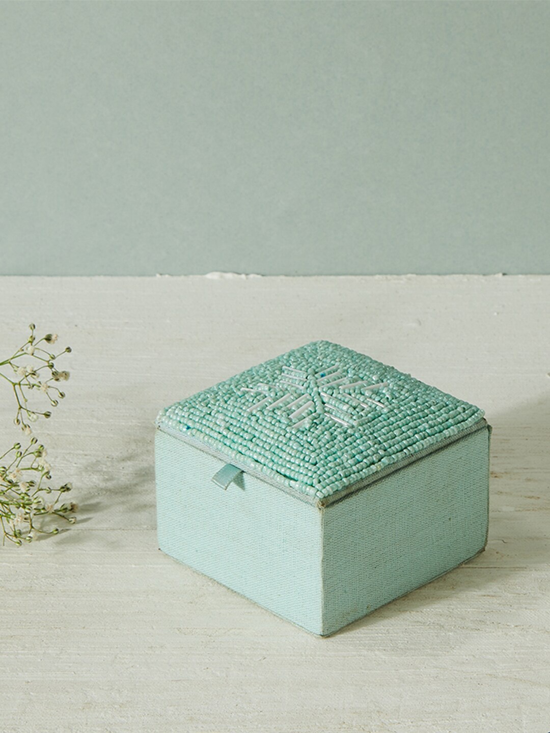 

Fabindia Sea Green Embellished Wood Utility Box Holder